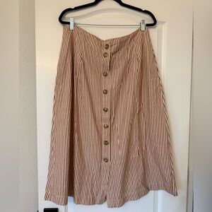 Madewell Striped Button Front Skirt